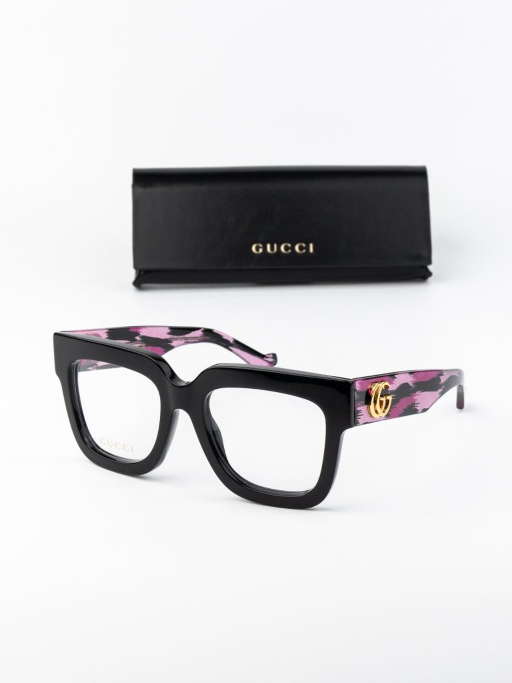Gucci Women Eyeglasses Black Pink Square GG1549O 003 NEW AUTHENTIC